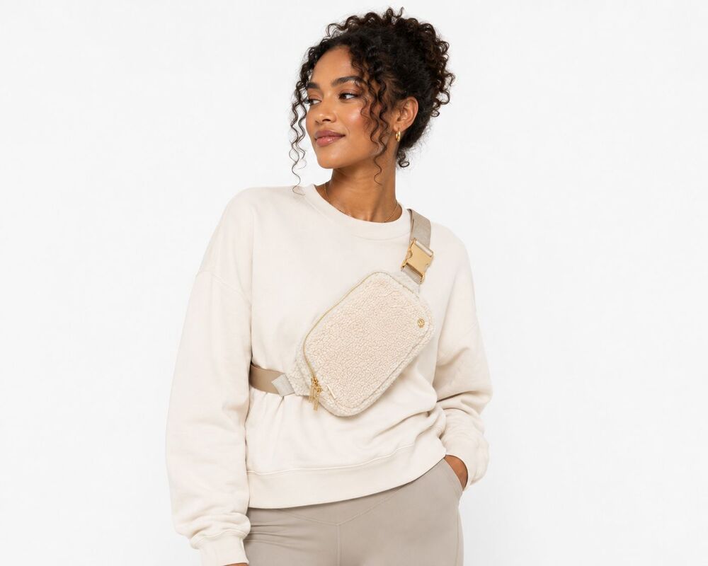 Lululemon Everywhere Belt Bag Crossbody Sherpa Fleece Faux Fur White Ivory